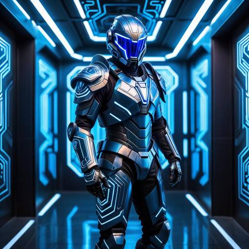 Futuristic Sci-Fi Warrior in Neon Armor