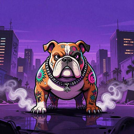 Fierce Biker Bulldog Street Art