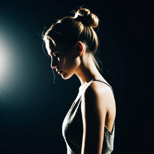 Woman with Half-Up Bun in Dramatic Side Light Woman with Half-Up Bun in Dramatic Side Light