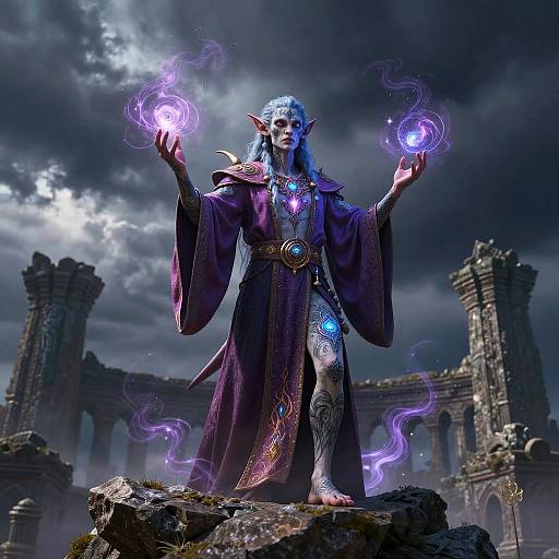 Elemental Genasi Cleric on Cliff