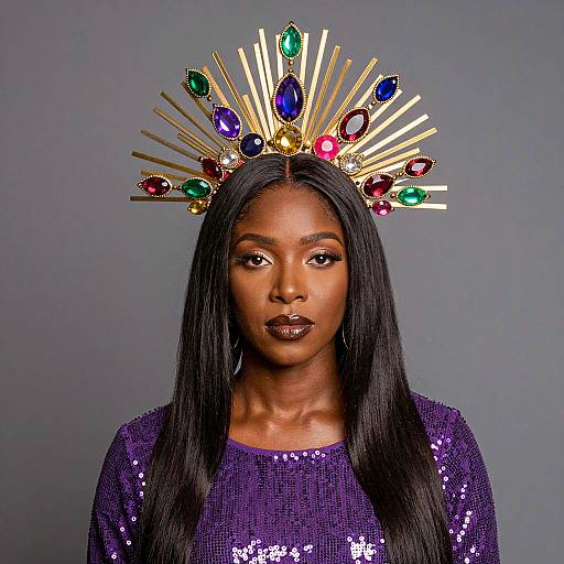 Radiant Black Woman with Colorful Headpiece