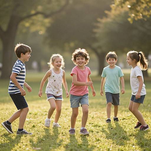 Joyful Kids Playing in Sunny Park