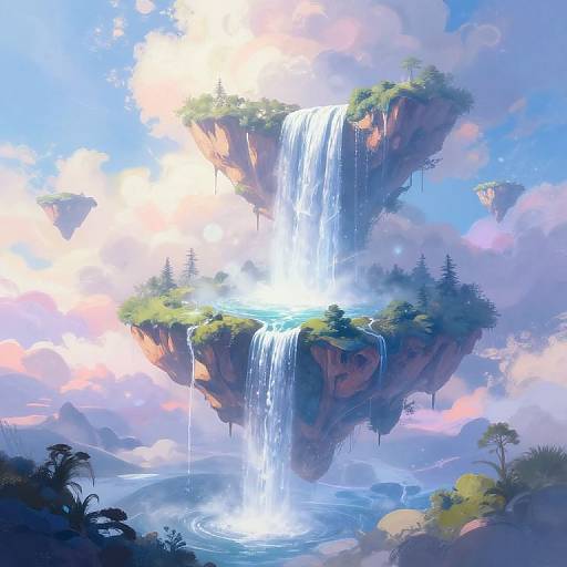 Surreal Dreamscape with Floating Islands