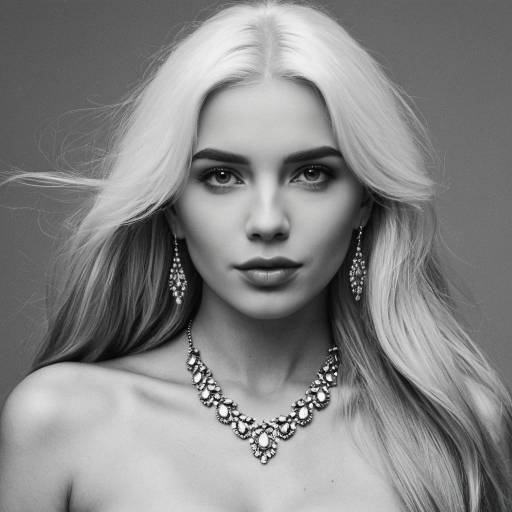Monochrome Portrait of Blonde Woman with Jewelry