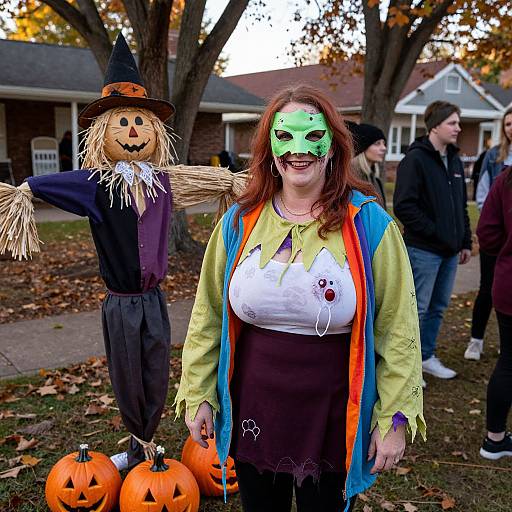 Halloween Friends in Small Town Park
