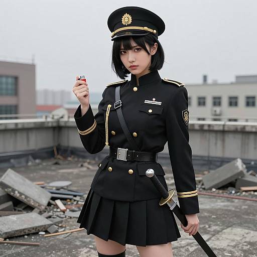 Warrior Woman in Military Uniform