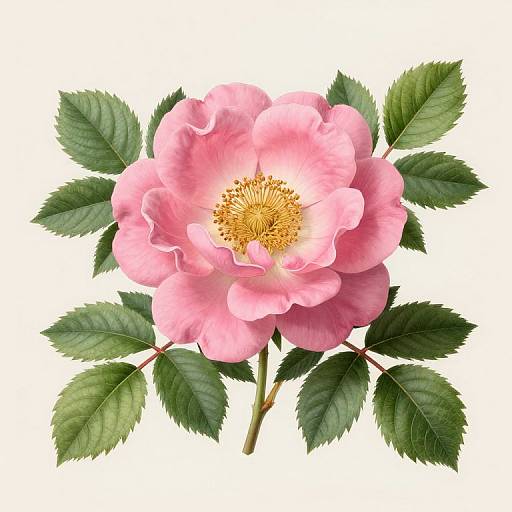 Botanical Illustration of Rosa Indica Vulgaris