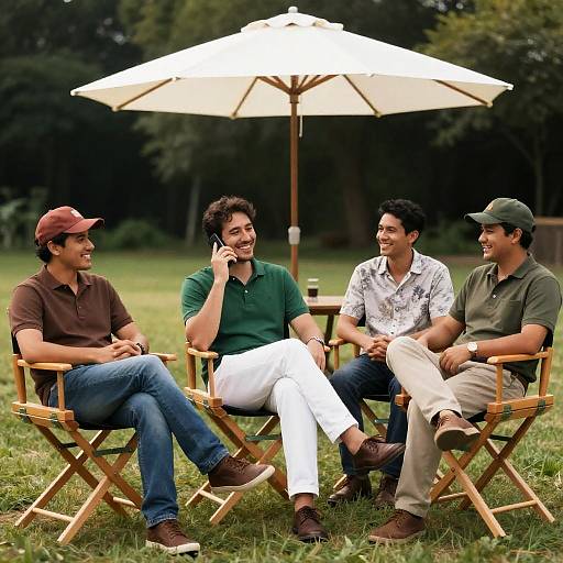 Men Enjoying a Relaxed Day Outdoors