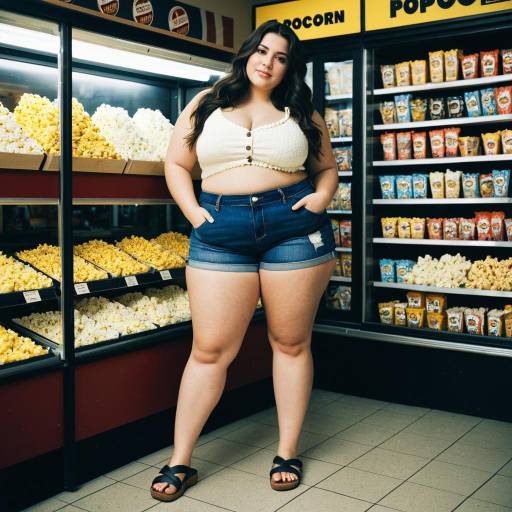 Plus Size Woman Shopping for Popcorn