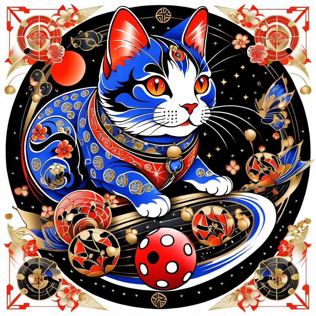 Intricate Irezumi Tattoo of Lucky Cat