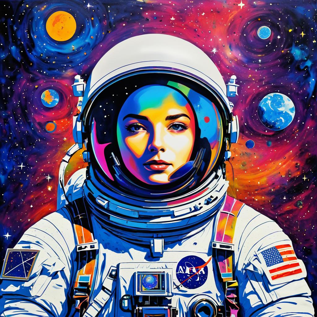 Futuristic Astronaut in Star Map Art