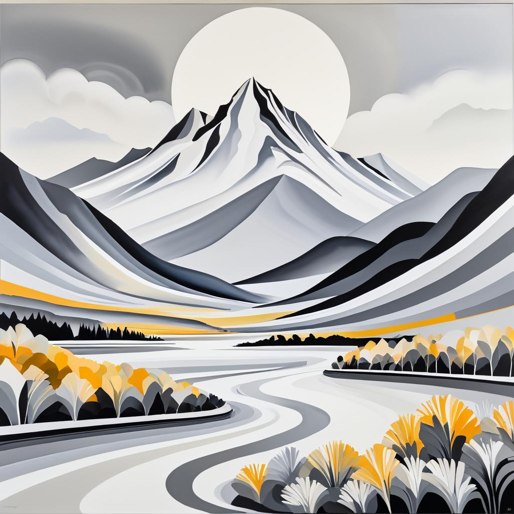 Dynamic Mountain View with O'Keeffe Elements