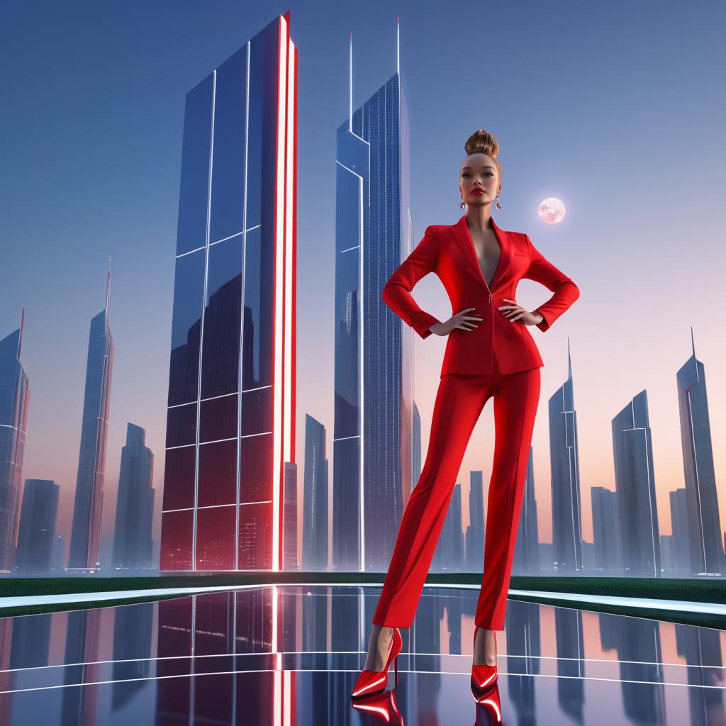 Confident CEO Sculpture in Futuristic Setting