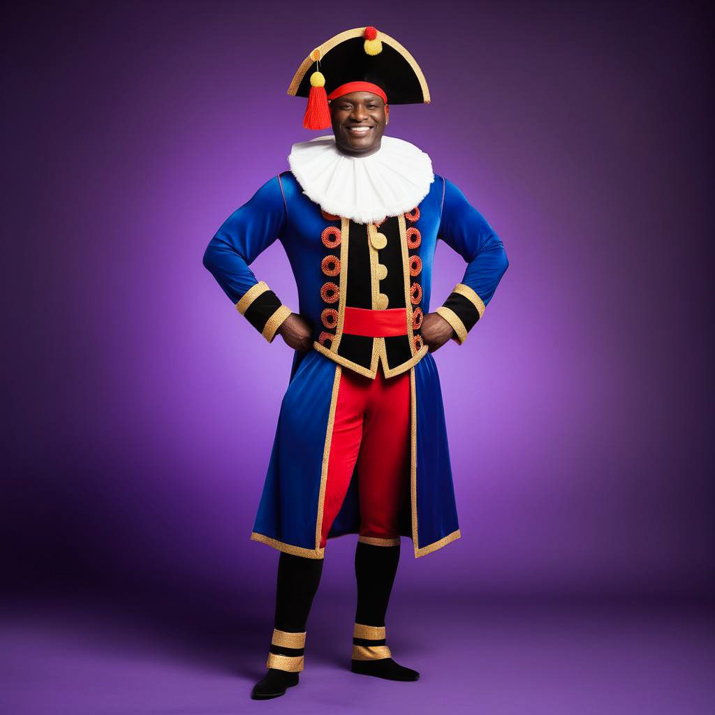 Muscular Father in Festive Zwarte Piet Costume