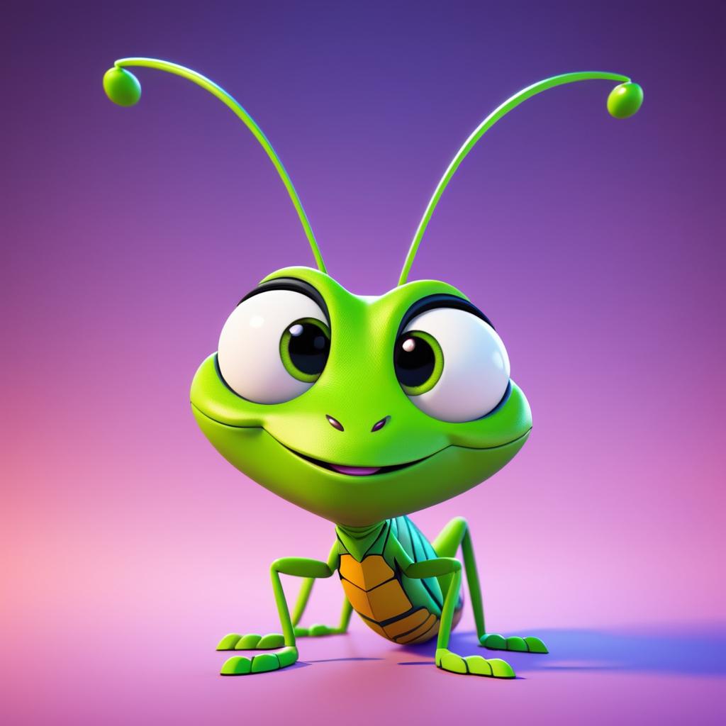 Cartoon Grasshopper Character Design