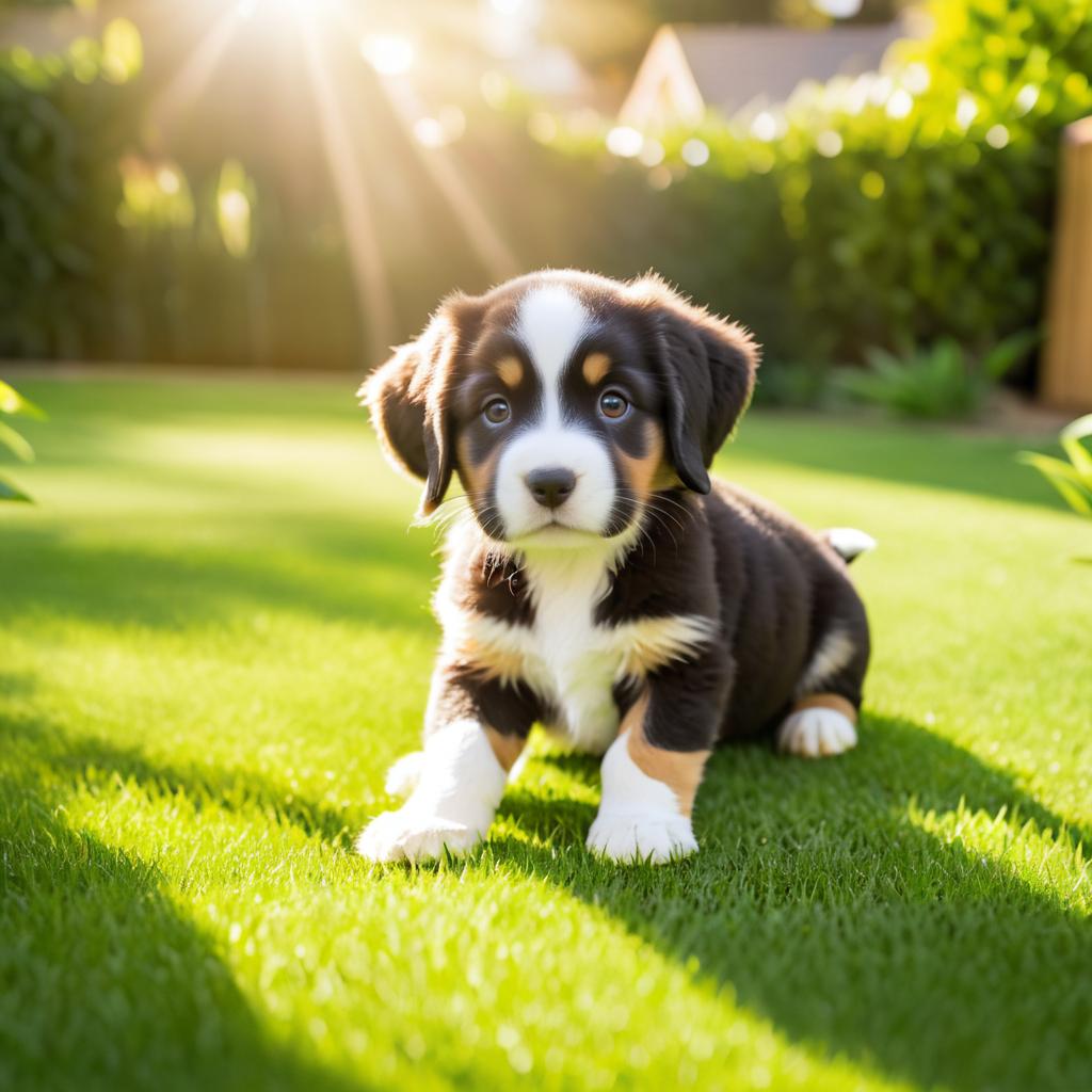 Heartwarming Puppy Play in Sunny Backyard