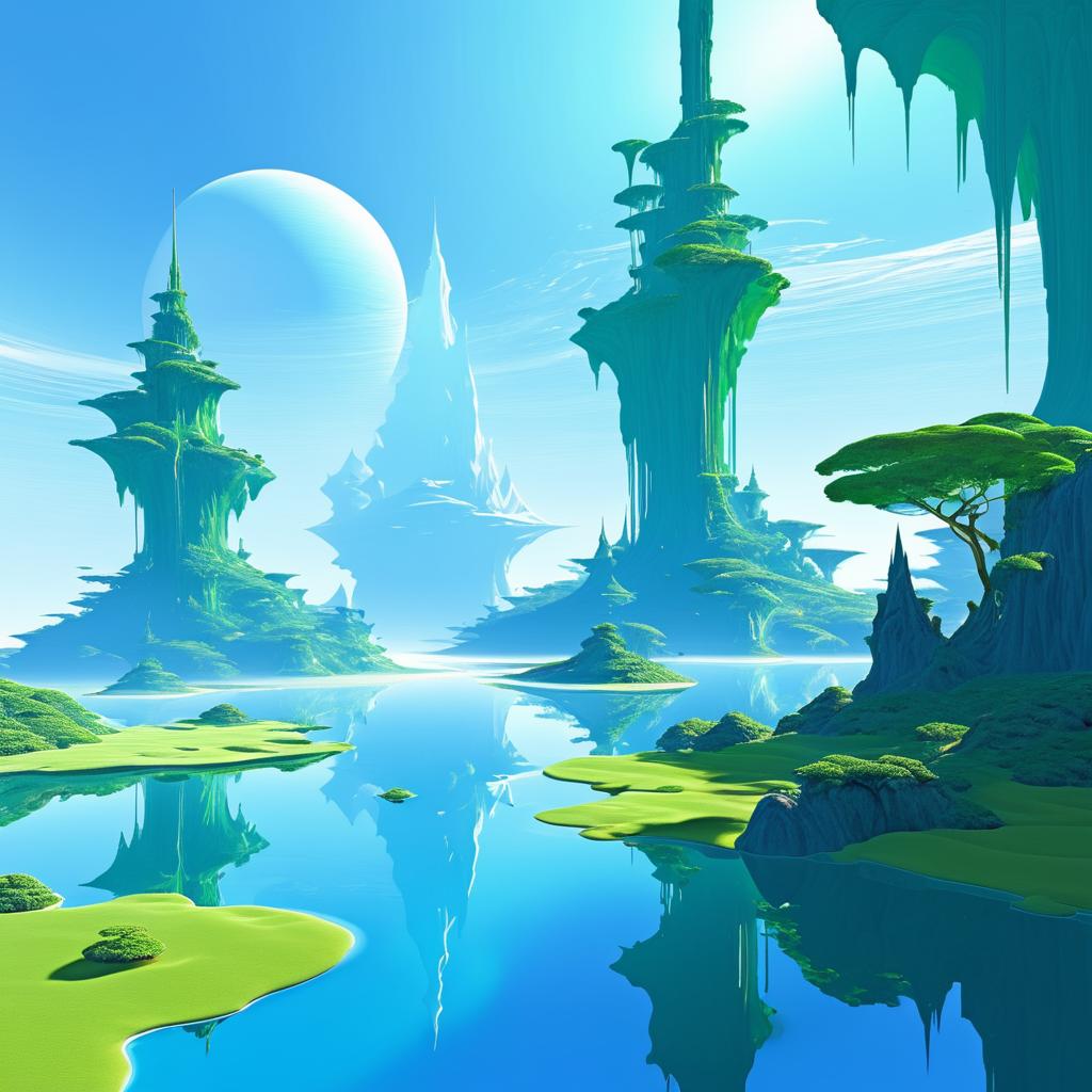 Ethereal Floating Islands Landscape Art