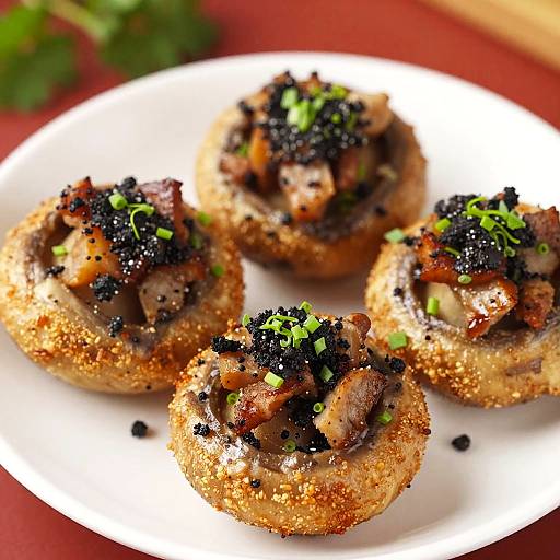 Bright Close-Up of Stuffed Mushrooms