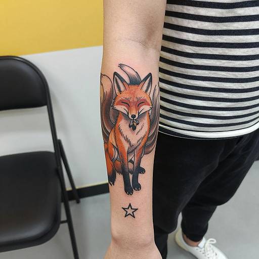 Nine-Tailed Fox Tattoo in Studio Setting