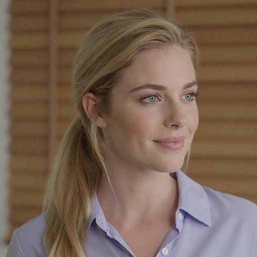 Blonde Woman with Light Purple Shirt