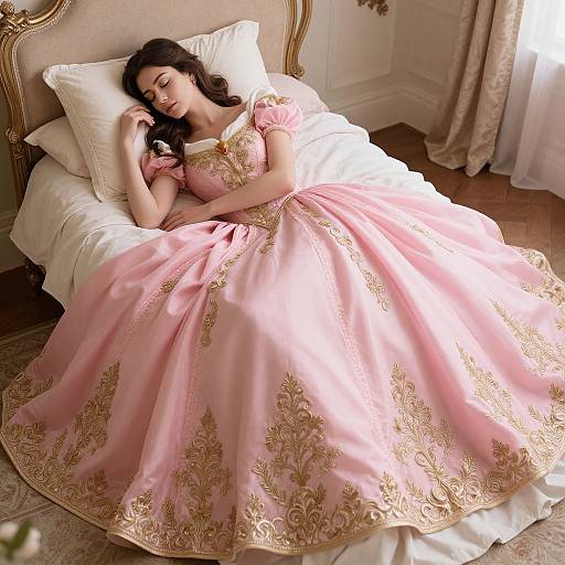 Elegant Woman in Sleeping Beauty Gown