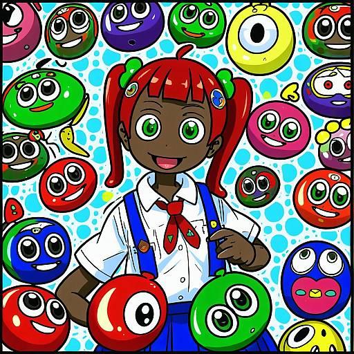 Illustration of Andou ringo, puyopuyo in the style of Sakazaki freddy