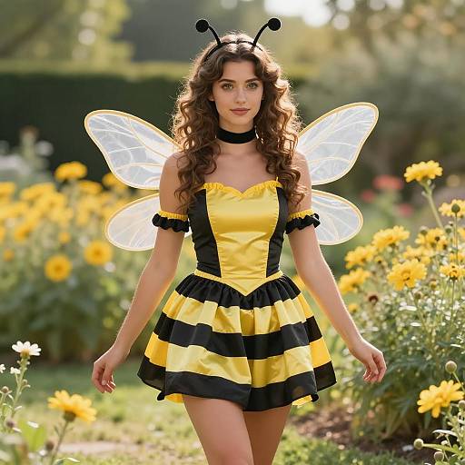 Charming Bumble Bee Costume in Sunny Garden