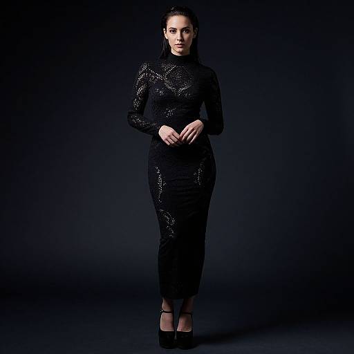 Elegant Woman in Patterned Dress