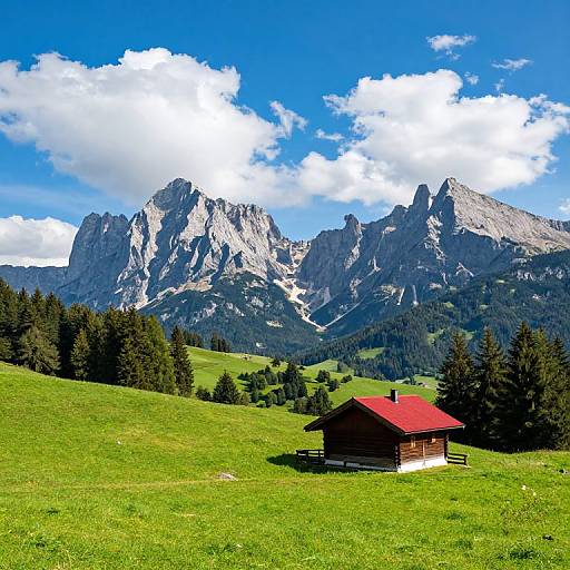 Serene Mountain Meadow with Cabin