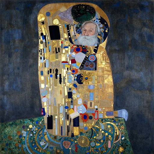 Elderly Man in Klimt-Inspired Hues