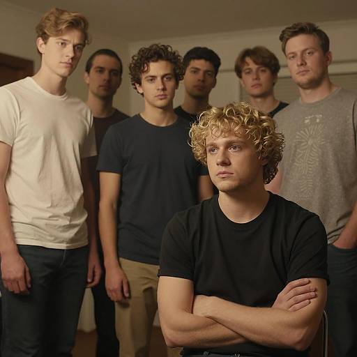 Intense Gathering of Young Men