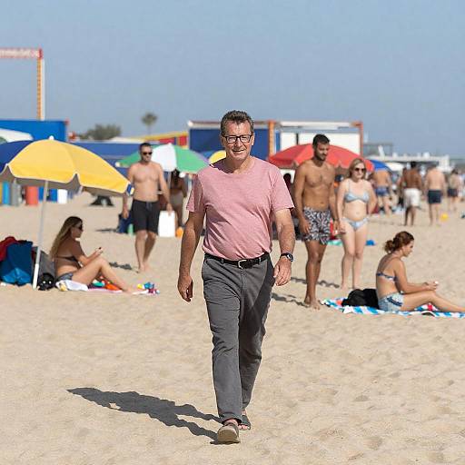 Vibrant Beach Scene with Amusement Park