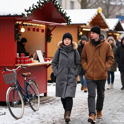 Charming Winter Stroll at Christmas Market