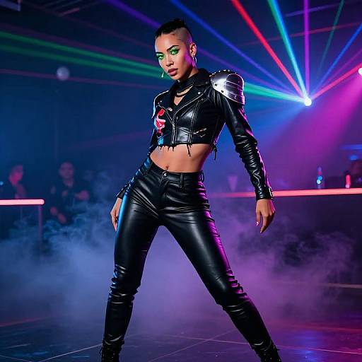 Bold Neon-Lit Female Dancer