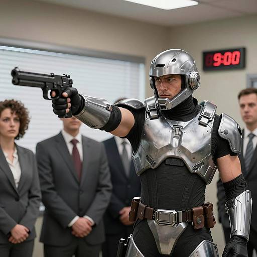 Futuristic Warrior in Action Scene