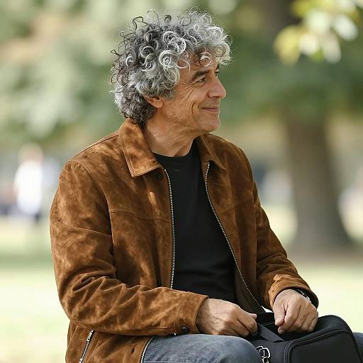 Smiling Middle-Aged Man in Nature