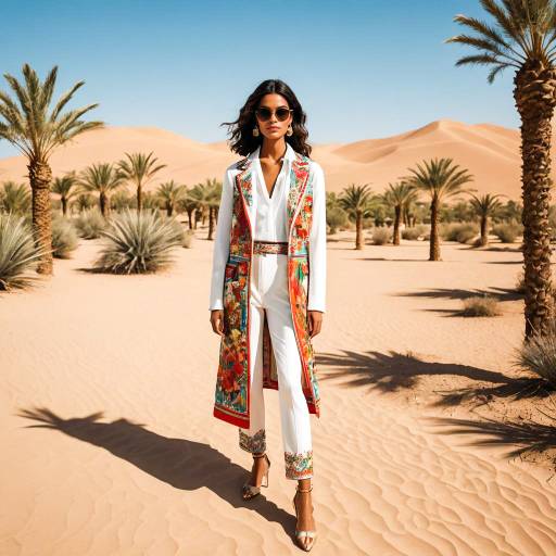 Fashion Model in Desert Oasis