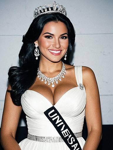 Miss Universe Contestant with Tiara and Sash