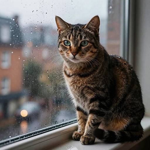 Rainy Day Cat on Windowsill