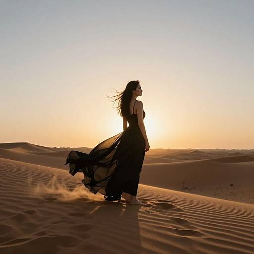 Dramatic Black Dress on Dune