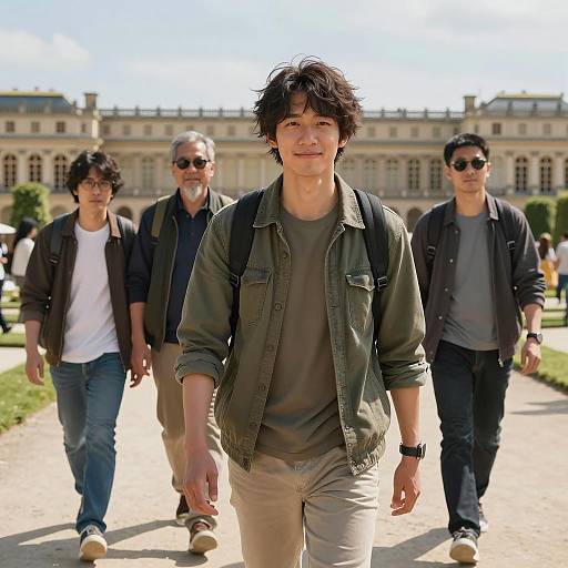 Young Male Tourist Walking in Versailles Gardens