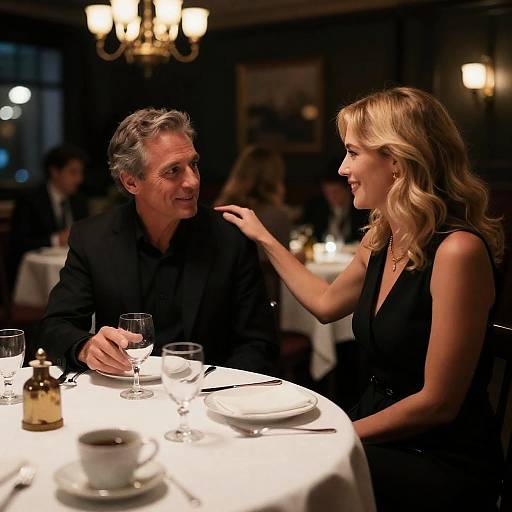 Intimate Dinner Scene in Cozy Restaurant