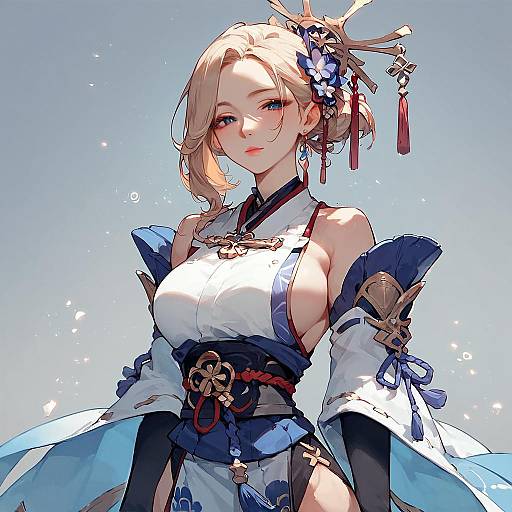 Anime Character in Traditional Japanese Attire