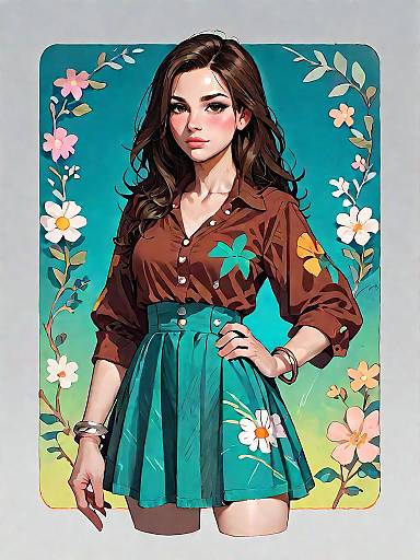 Bohemian Style Woman in Realistic Portrait