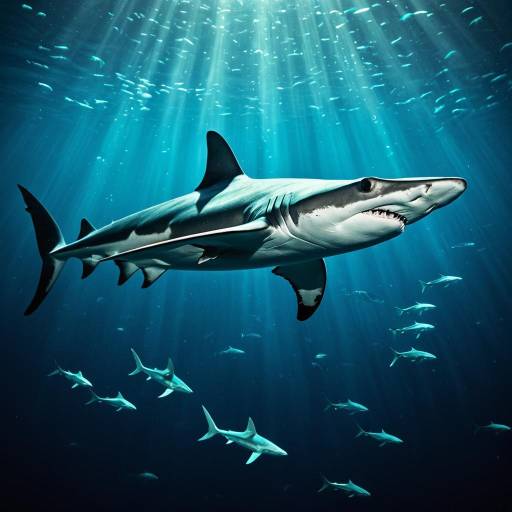 Sleek Hammerhead Shark Swimming in Deep Ocean