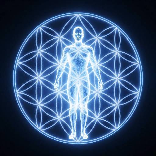 Glowing Flower of Life with Human Form