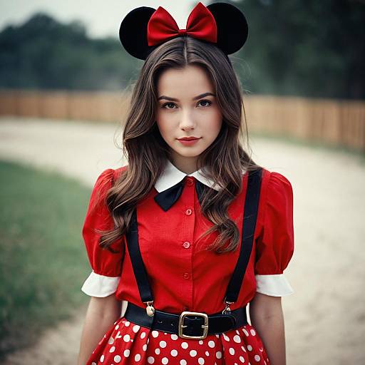 Young Woman in Minnie Mouse Costume