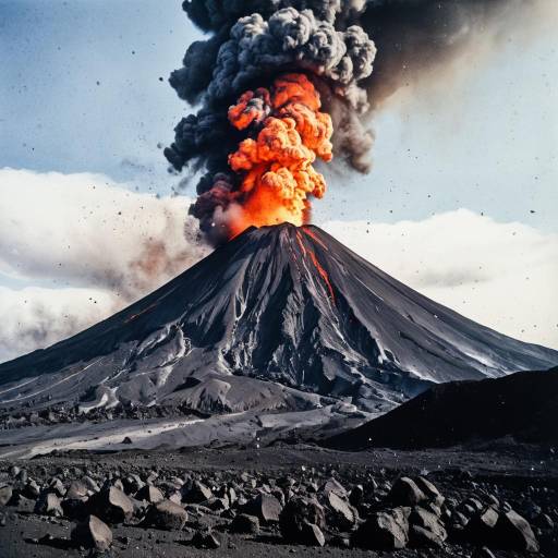 Volcanic Eruption with Lava and Ash