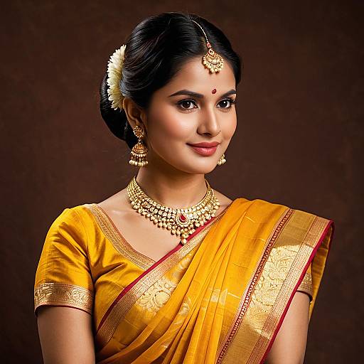 Elegant Indian Woman in Banarasi Saree