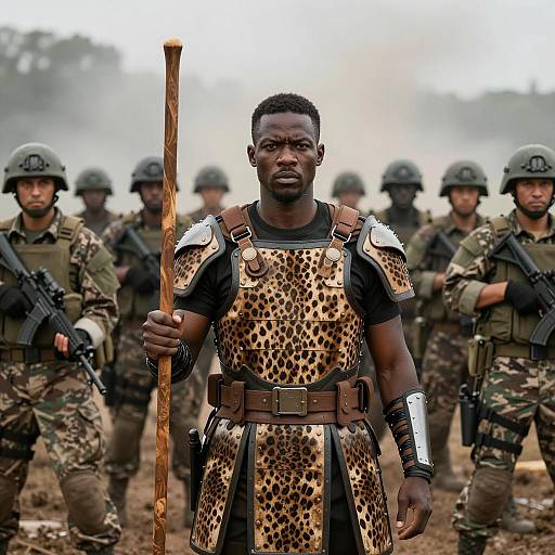 Intense Warrior Amidst Armed Forces